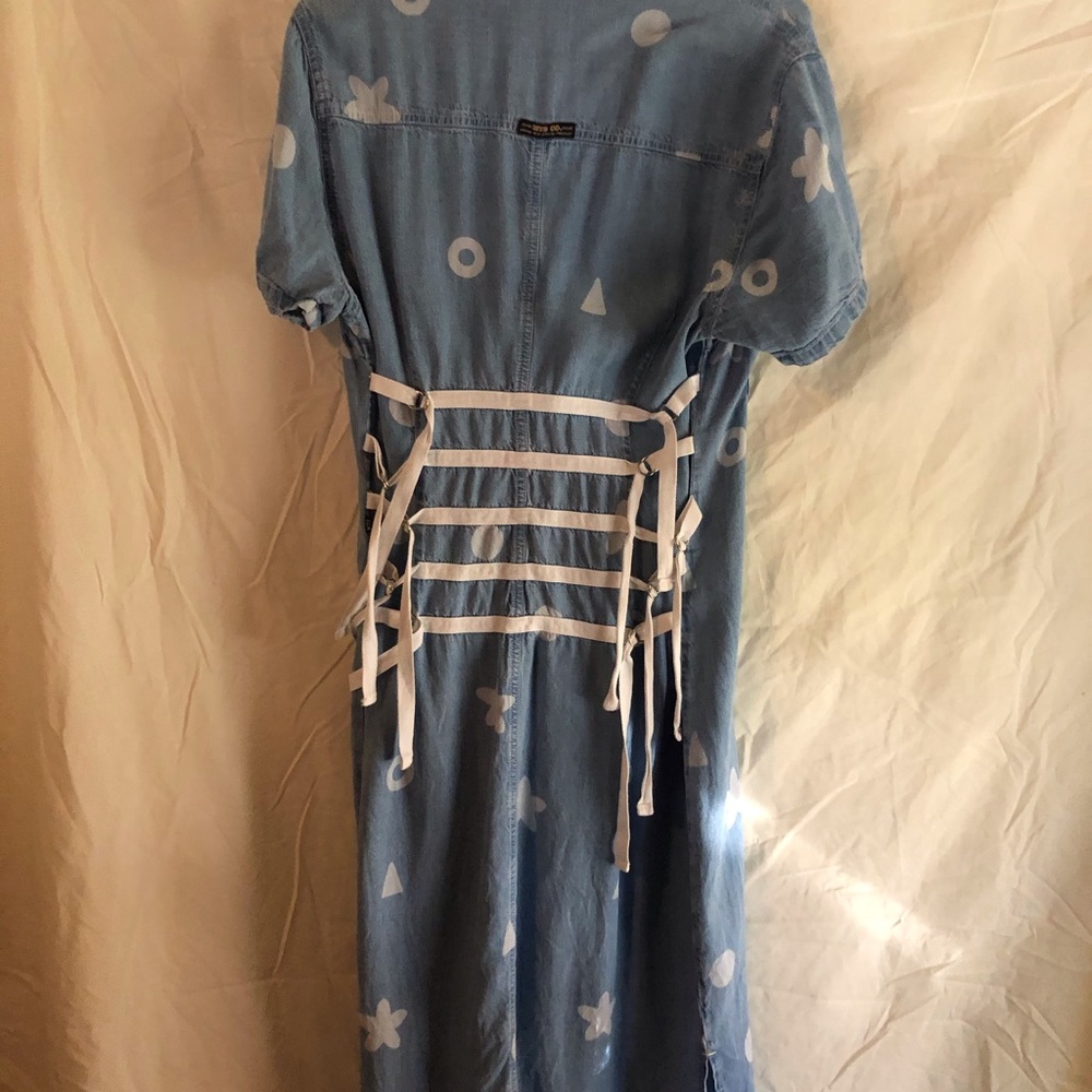 Denim mid length button up dress